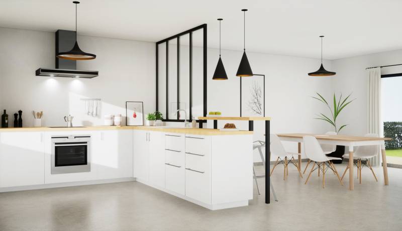 Pose d'une verrière sur mesure dans une cuisine ouverte à Evreux 27